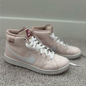 Nike Blush Pink High-Tops with White Swoosh